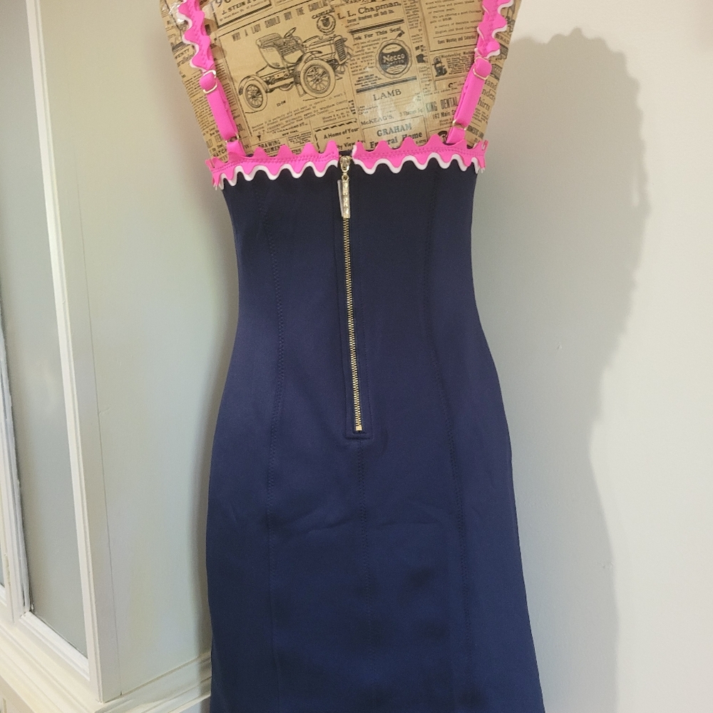 Lilly Pulitzer Shelbee True Navy And Pink Stretch Bodycon Mini Dress  Sz S - Picture 8 of 14
